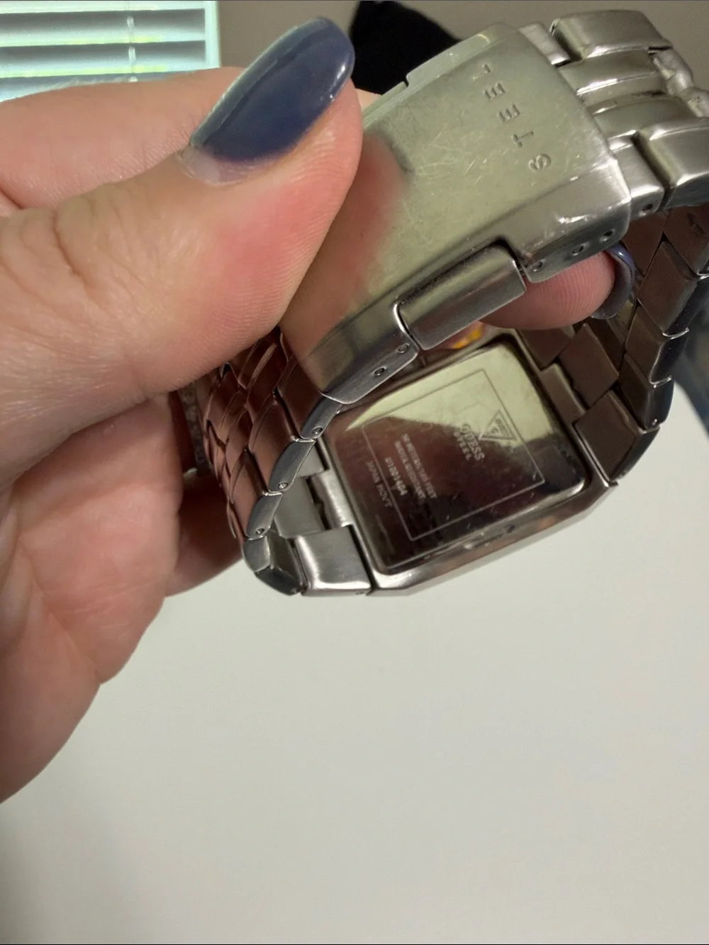 GUESS Silver-Tone Square Men's Bracelet Watch